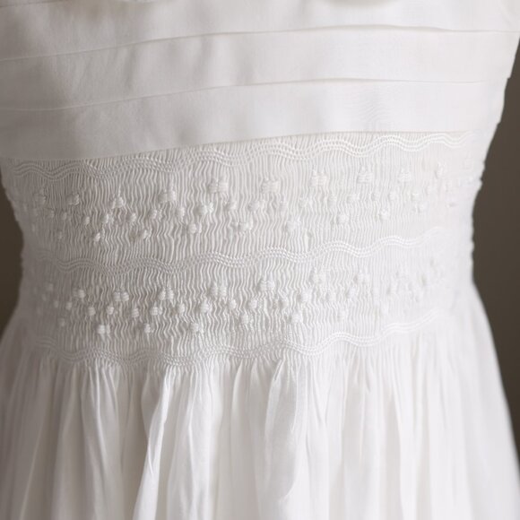 Strasburg White Smocked Heirloom Sleeveless Dress Flower Girl RARE FIND NWOT - Picture 3 of 7